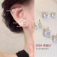 S999纯银小方糖锆石银针耳钉女养耳洞耳骨钉轻奢高级感耳蜗钉耳饰
