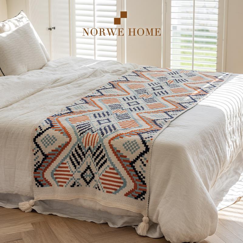 网红床尾毯民宿酒店床搭样板间盖毯针织毯午睡休闲毯小毯子北欧风