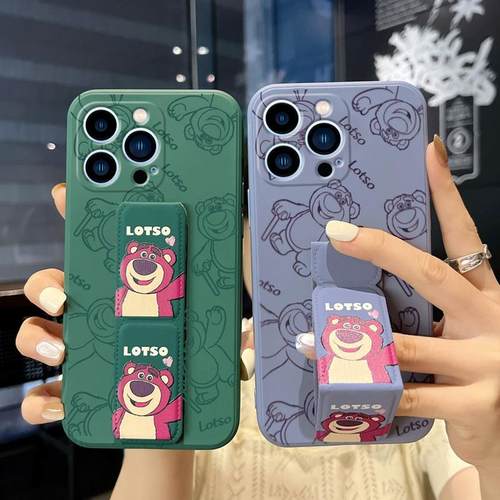 适用OPPOFindX8s+手机x8/7Ultra草莓熊FindX6磁吸支架套防摔FindX5Pro磁吸折叠X3Pro腕带k12s/k11/10硅胶软壳