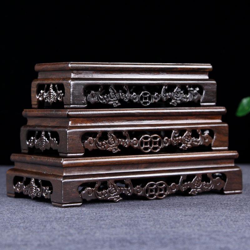 黑檀木质底座实木工艺品长方形摆件石头奇石花盆花瓶茶壶佛像底座