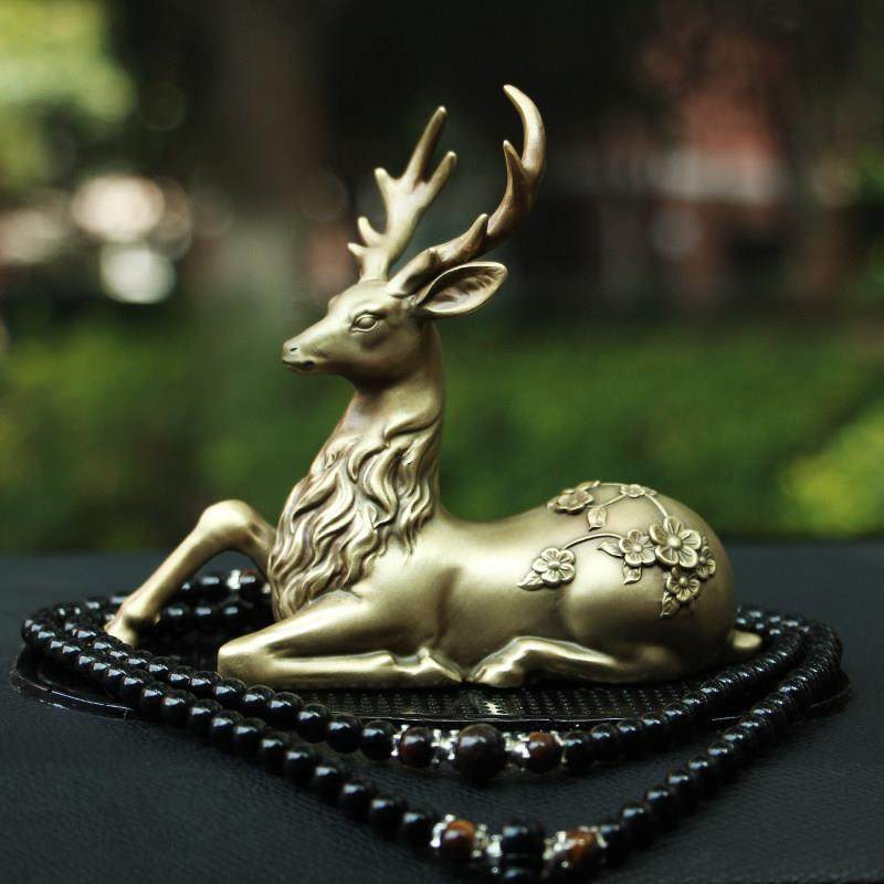 纯铜一路平安鹿汽车摆件中控台车载装饰品2024新款男士高档女礼品,汽车用品/电子/清洗/改装,摆件,淘宝优惠券,粉丝福利购,淘宝优惠卷