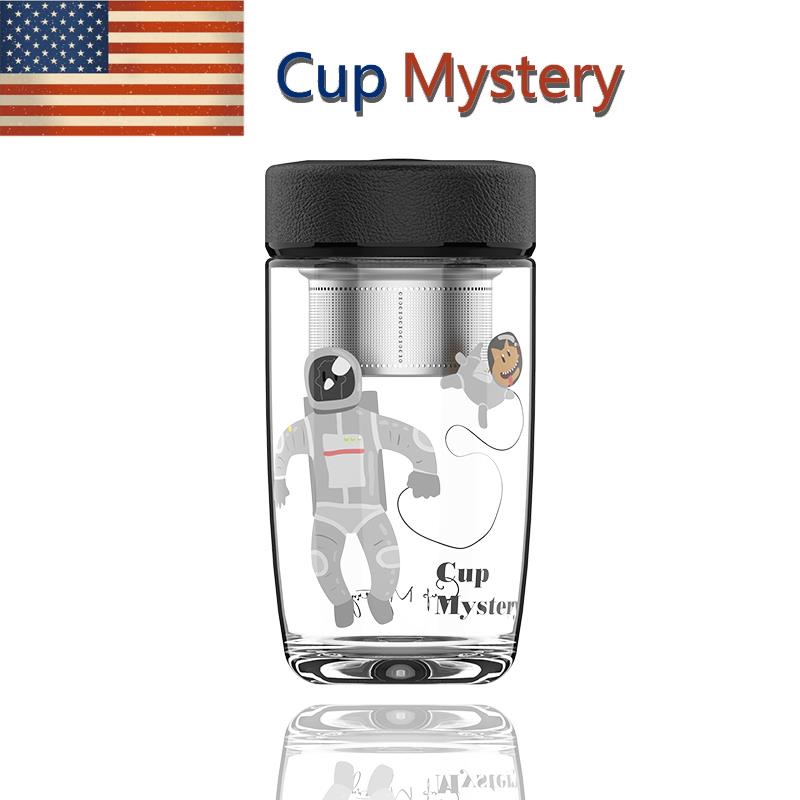 CupMystery耐热时尚泡茶玻璃水杯不锈钢滤网泡茶杯早餐女士车载杯