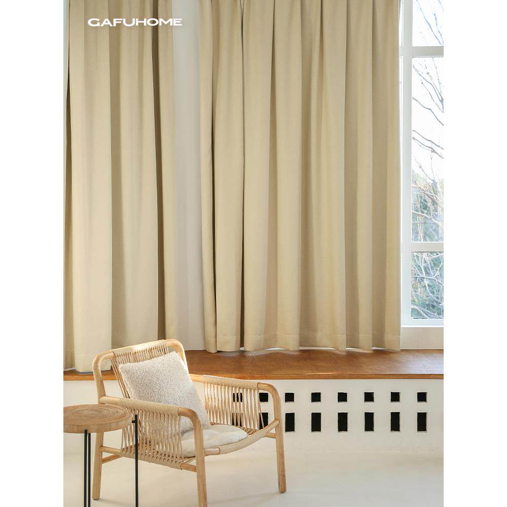 gafuhome新款北欧简约轻奢风遮光帘卧室客厅窗帘定制全国安装小样
