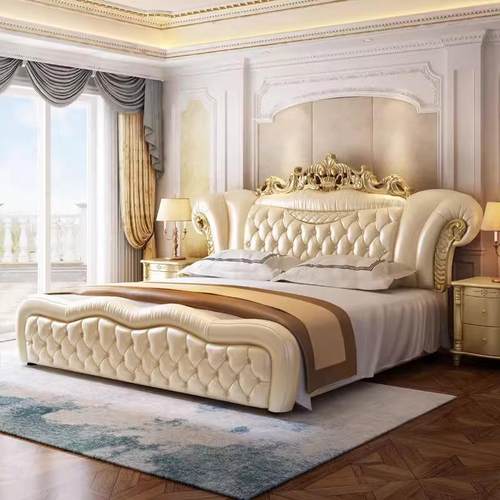 公主床轻奢现代简约高端欧式床双人床主卧真皮床简欧法式床太子床