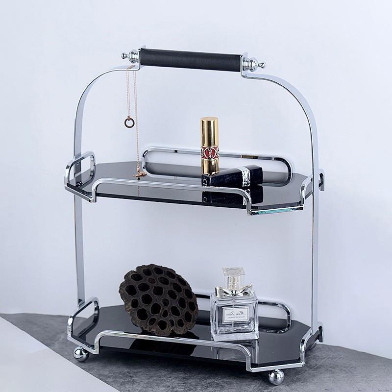 轻奢高级感双层浴室香水杯化妆护肤品收纳置物架桌面洗漱台托盘盒