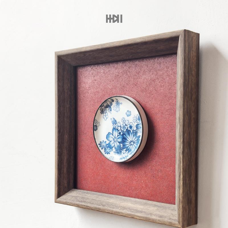 东方美学实木国风新中式陶瓷装饰画国风挂画客厅高级感相框乔迁