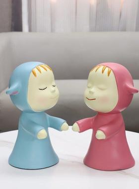 北欧创意卡通梦游娃娃树脂摆件客厅玄关儿童房电视柜家居软装饰品