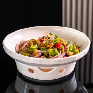 剁椒鱼头专用陶瓷盘子加热保温热菜盘子中式干锅蜡烛加热餐具炉