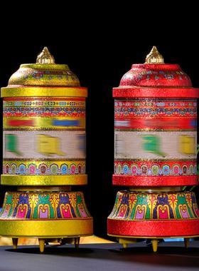 藏式电动转经简家用摆件合金插电电动转筒民族装饰品西藏转筒转轮