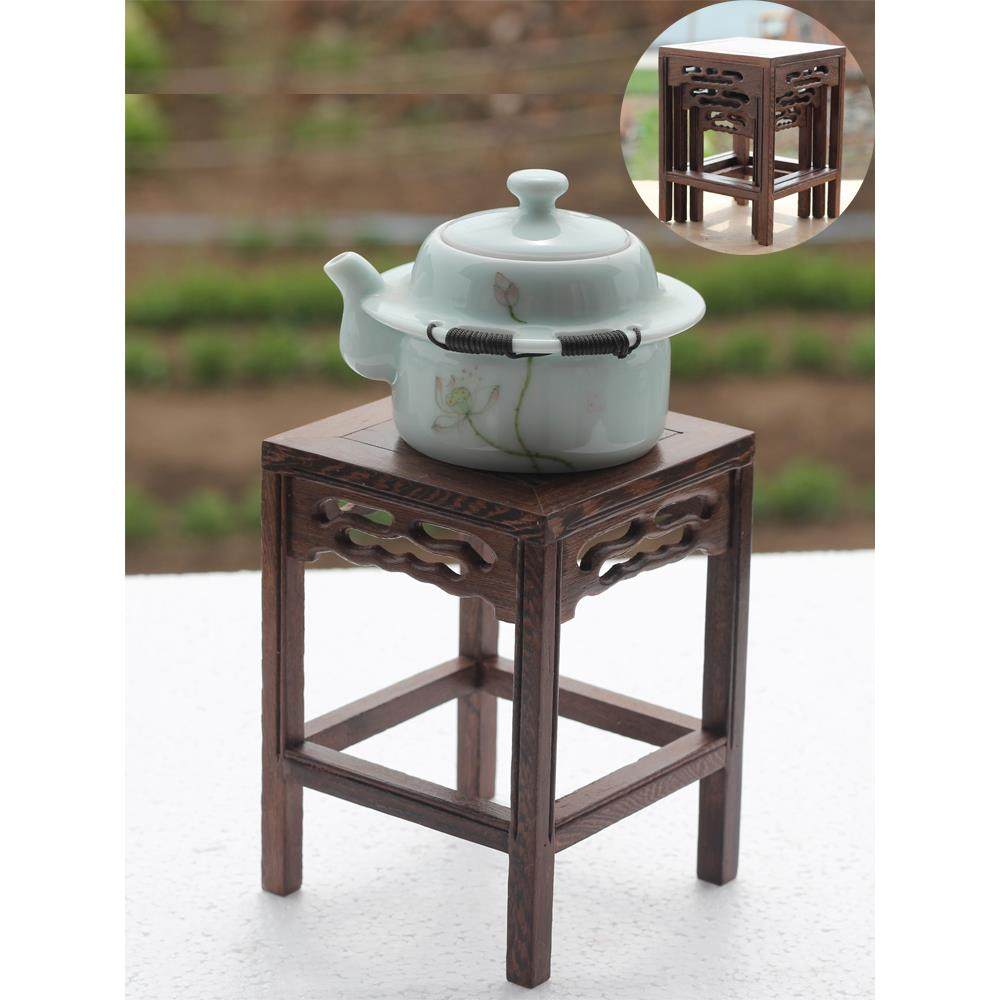 鸡翅木正方形实木小花架花盆景多肉植物小盆栽底座室内桌面花架