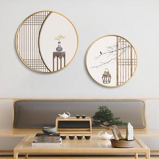 新中国风客厅餐厅圆形装饰画入口走廊壁画自习室茶室茶室禅宗挂画