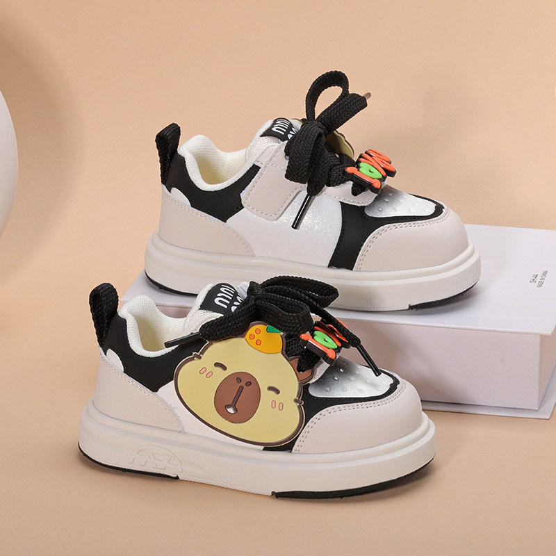 开心米奇男童鞋2026春秋新款卡皮装饰韩版宝宝板鞋软底宝宝鞋女童