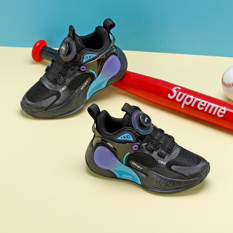 开心米奇男童鞋2025春秋新款儿童炫酷运动鞋学生旋转扣透气篮球鞋