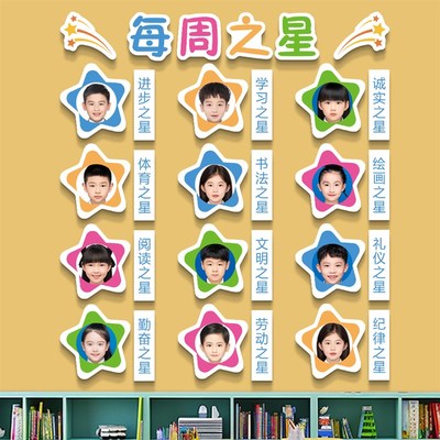 速发班级之星比评栏照片幼儿园小学校班室布置托管教墙面装饰环创