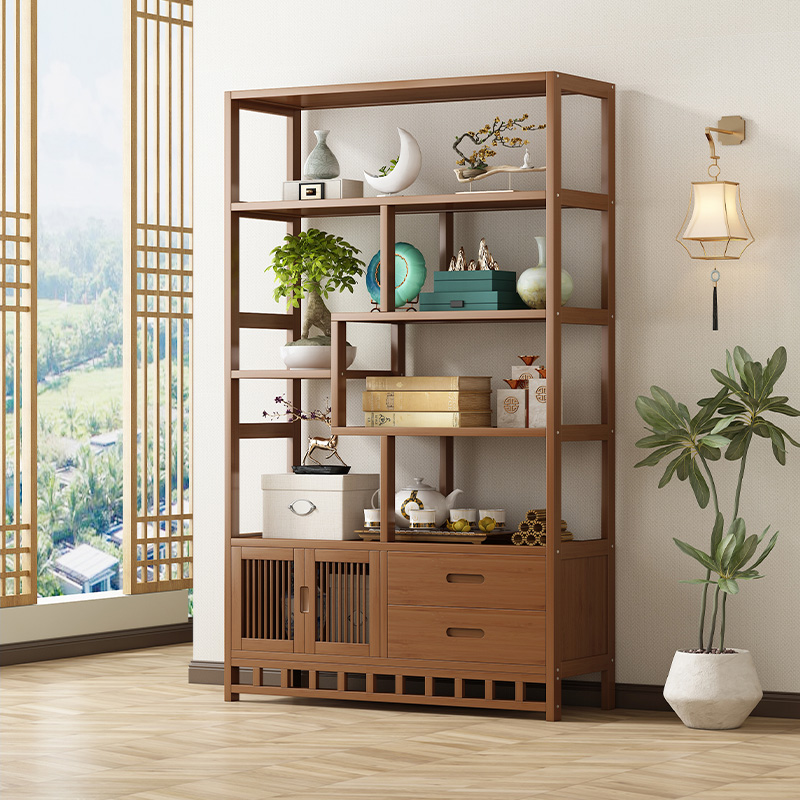 速发新中式放古架实木多宝阁紫砂壶茶具置物架茶叶展示柜摆博架子