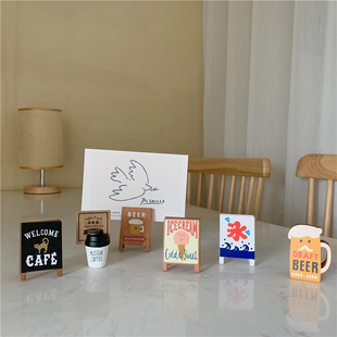 速发风便签夹子立式创摆可爱咖质杯日式木啡桌面留言夹意件照片夹