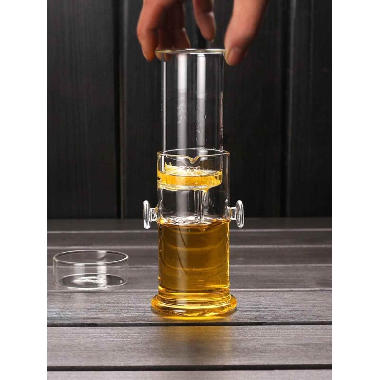 速发耐热玻璃杯红茶泡洱器双耳杯过滤玻璃茶壶简易茶具普茶功夫冲