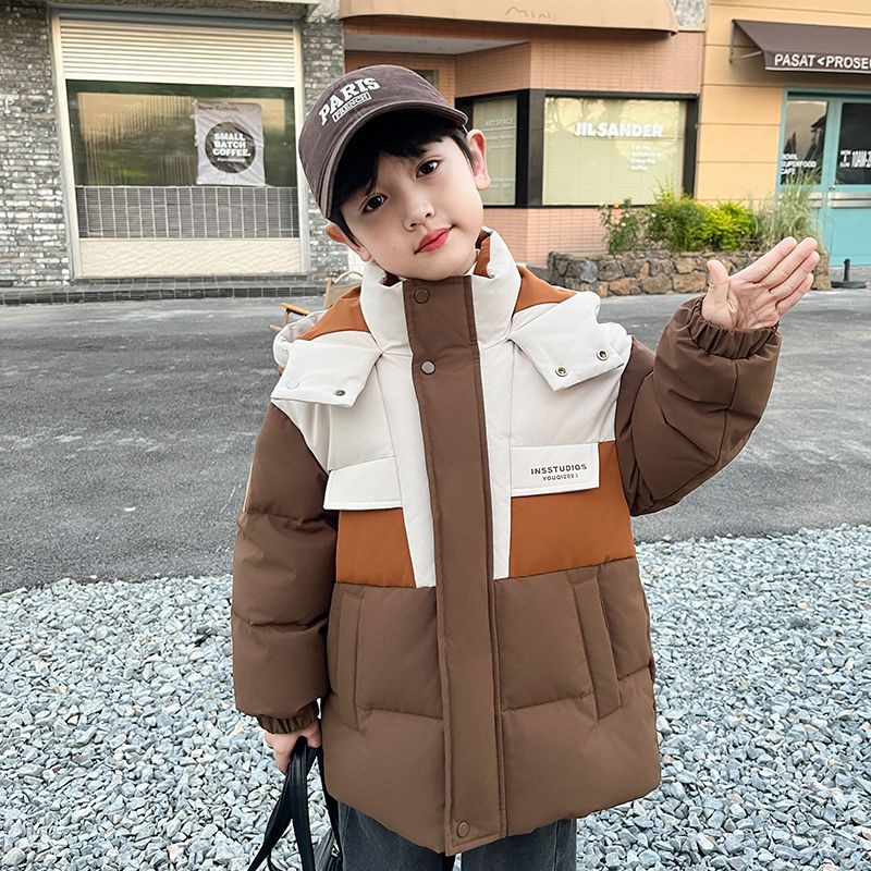 男童新款羽绒服儿童拼色2025羽绒棉服童装外套男女宝宝冬季保暖服