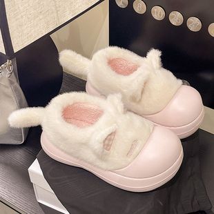 女外穿防滑办公室拖鞋 学生宿舍居家室内保暖棉拖鞋 女冬季 防水棉鞋