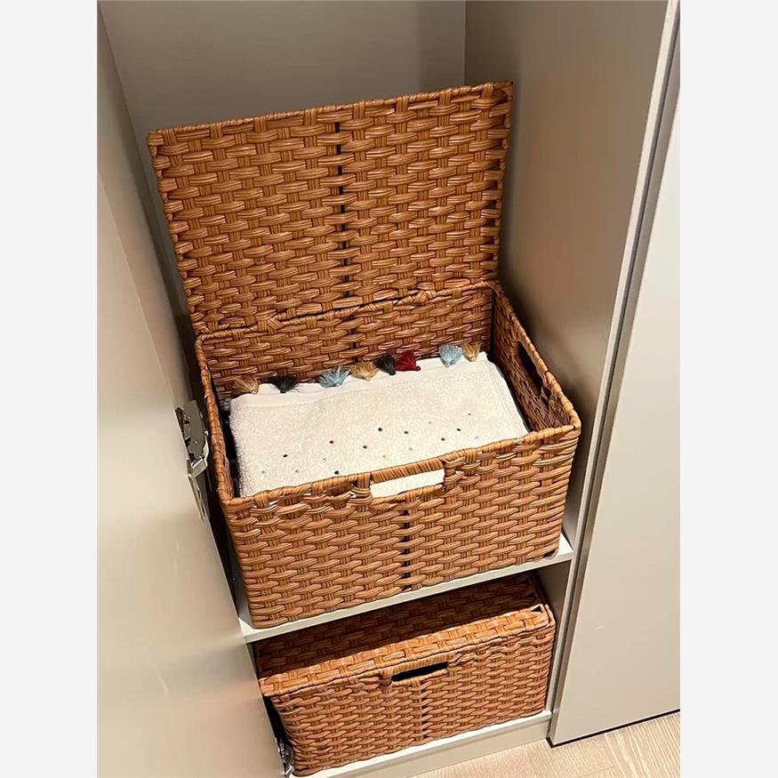 【新家的100个快递】仿藤编收纳筐玩具零食储物篮多功能脏衣篓