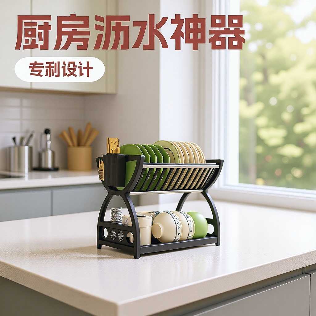 厨房多功能双层沥水碗盘架碗碟