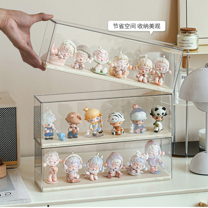 亚克力展示盒盲盒收纳展示架泡泡玛特萌粒乐高防尘柜子手办收纳盒