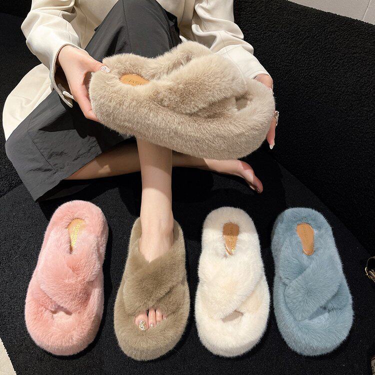 7cm厚底毛毛拖鞋外穿2024
