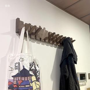 衣服挂钩玄关墙上免打孔实木排钩创意琴键入户进门墙壁木质衣帽架