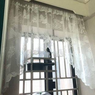 弧形隔断帘半帘卫生间蝴蝶蕾丝门帘免打孔粘贴蕾丝窗帘家居小清新