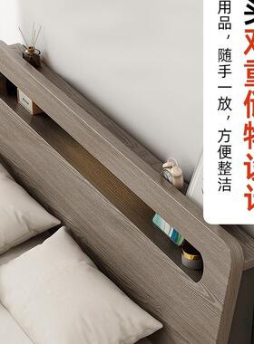 实2木床代.简现约18米双人床1.5出租房家用F98S6J5J主卧经济型1.m