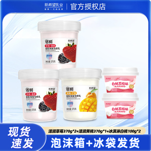 2酸奶尝鲜组合装 黄桃370g 冰淇淋100g 新希望活润草莓370g