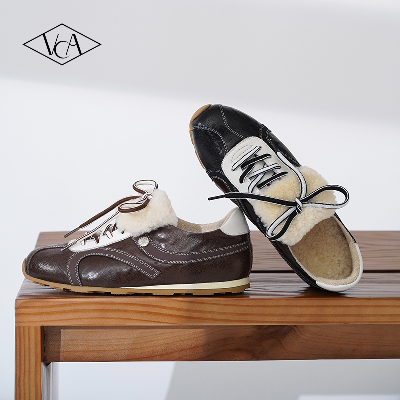 VCA加绒加厚真皮复古新品德训鞋
