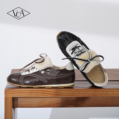 VCA加绒加厚真皮复古新品德训鞋