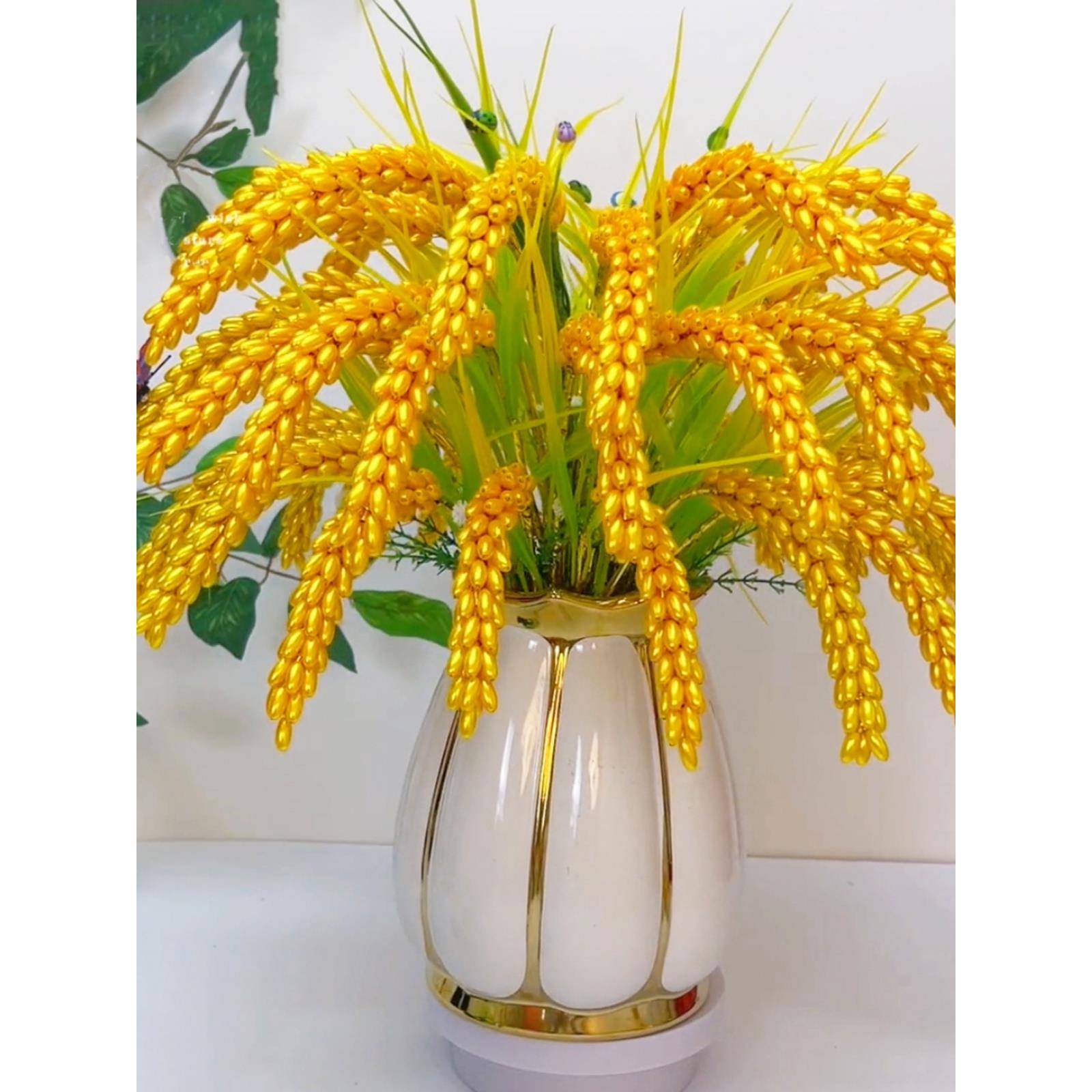 手工diy材料包麦穗稻穗串珠编织花束自己做桌面摆件米粒珠电视柜