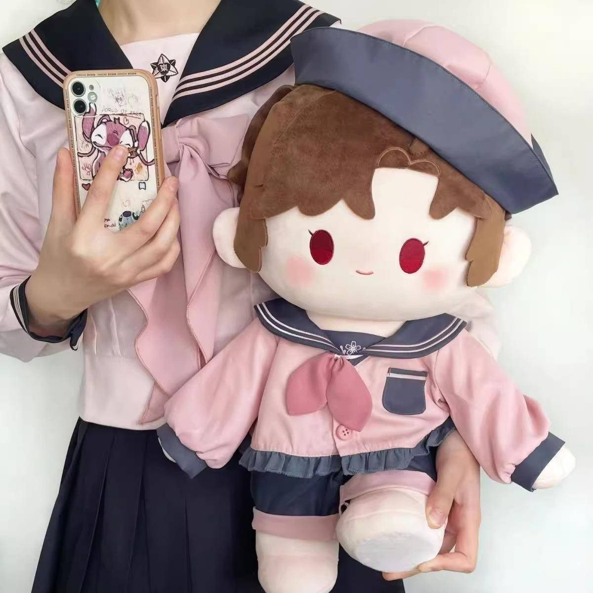 现货40cm厘米娃衣棉花娃娃坐姿一番玩偶换装衣服水手服裙子女夏季