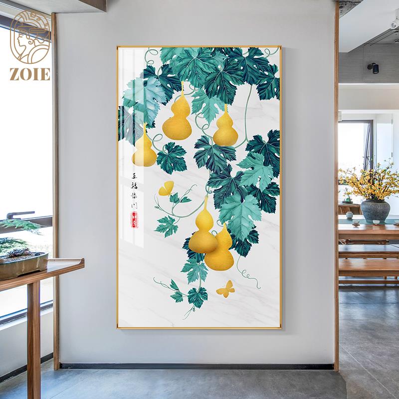 定做廊五福临门新中式画壁葫芦装饰中关玄版现代式竖客厅走尽头大