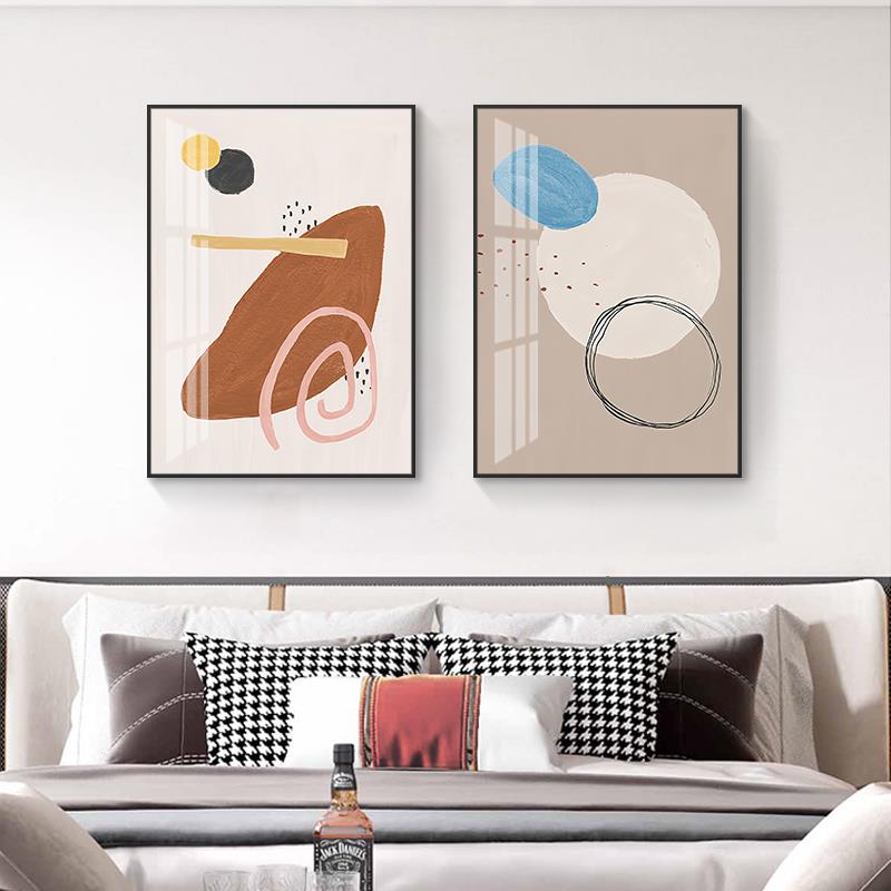 定做卧室装饰画现代简约房画北欧壁抽油两画主卧挂间背象景墙画联