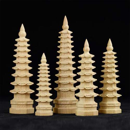 桃木7层9层11层13层文昌塔木质雕刻摆件工艺品办公室考试摆件