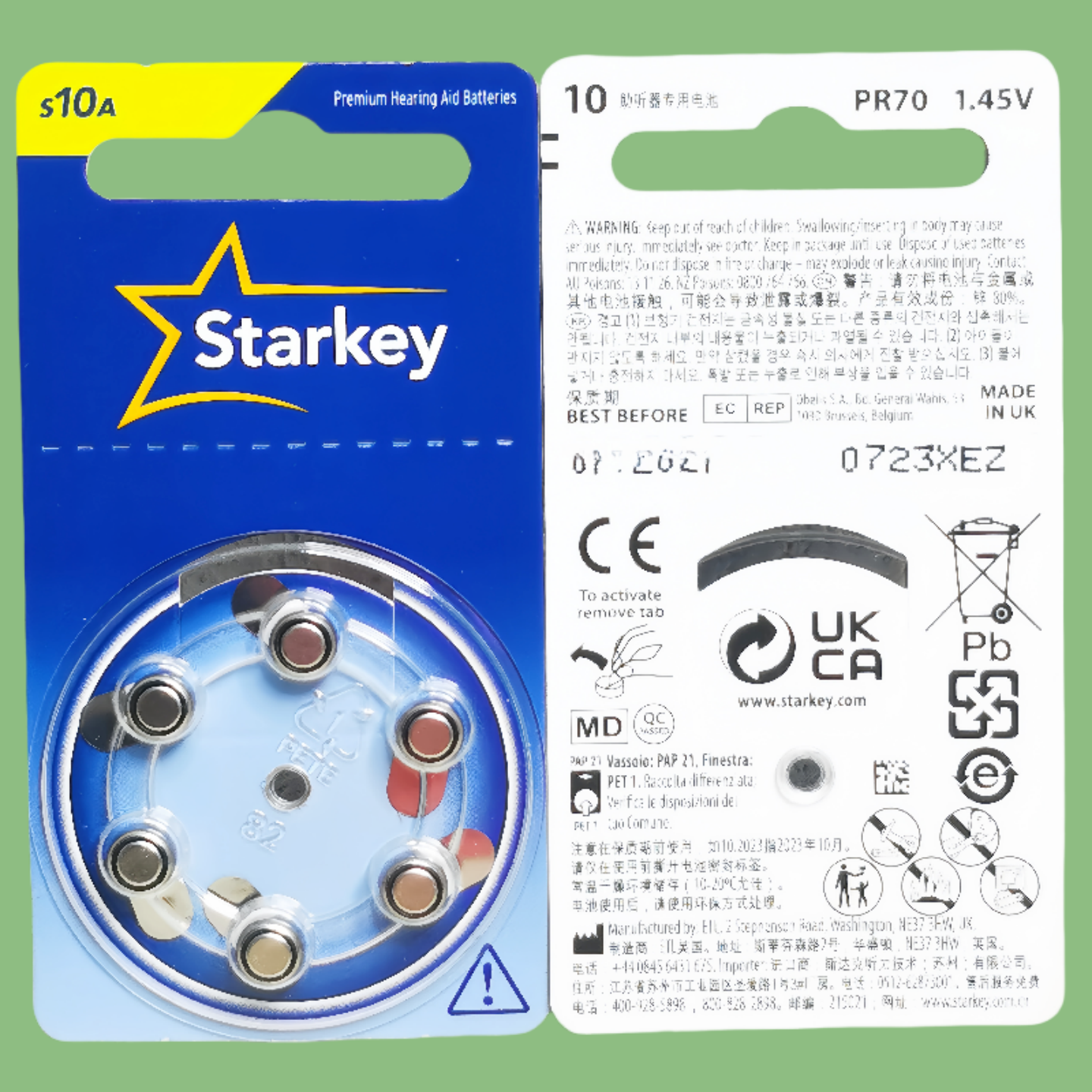 斯达克助听器专用纽扣电池S10A