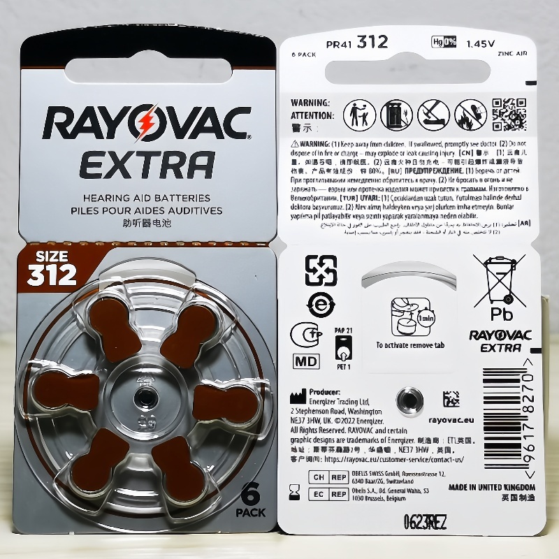 RAYOVAC雷特威助听器纽扣电池312