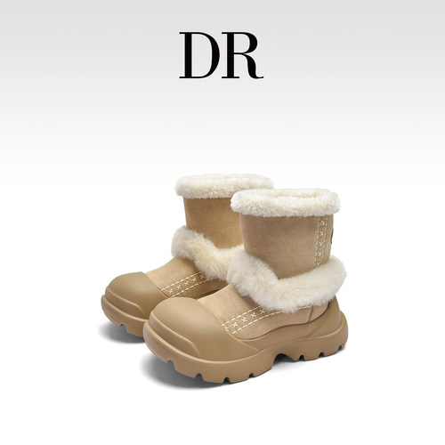 真皮厚底大头防水防滑增高雪地靴