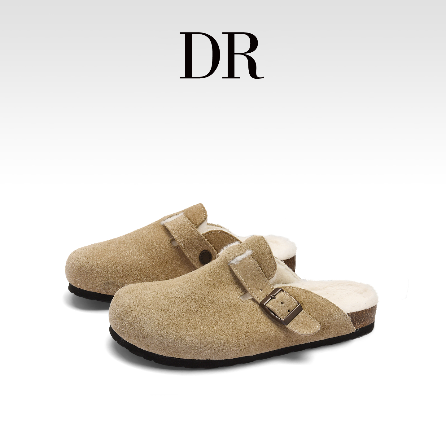 真皮加绒保暖包头一脚蹬勃肯鞋