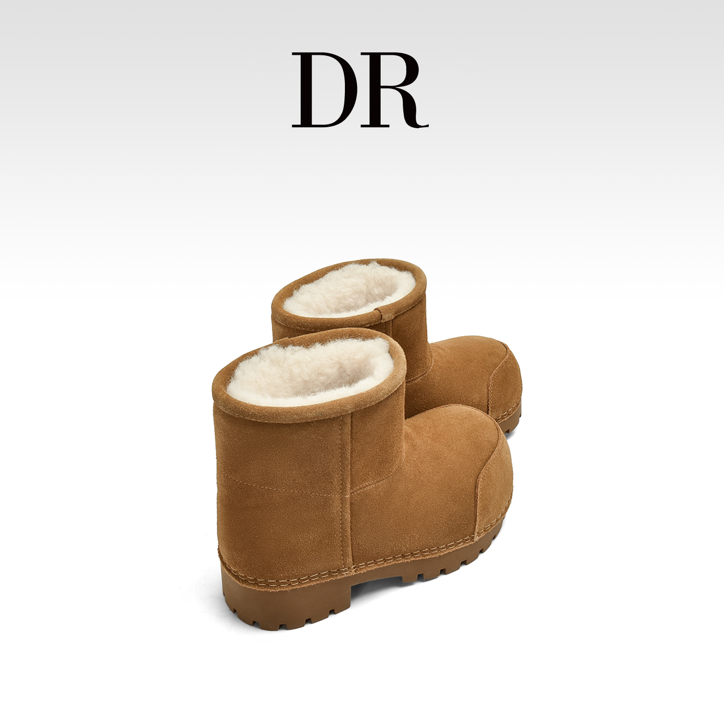 丑萌大头真皮厚底加绒保暖雪地靴