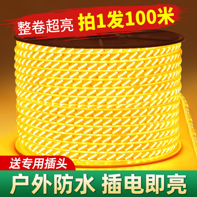 户外防水超亮暖光LED灯带220V