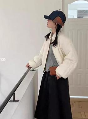 实拍2025冬新款翻领小个子轻盈甜美棉服宽松女短款学生棉衣外套