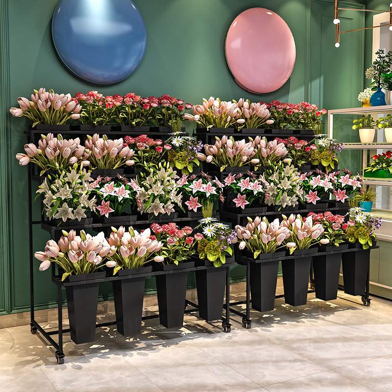 摆摊可移动阶梯多层花店花架鲜花假花架子铁艺花架花桶展示架现货