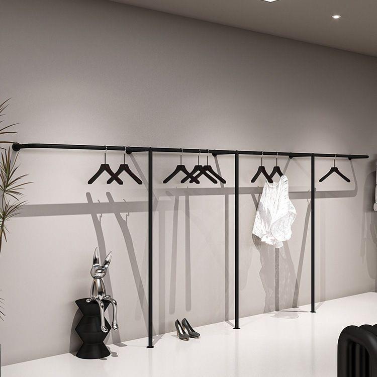 女装店货架展示架简约铁艺黑色上墙专用挂衣架服装店铺衣服陈列架
