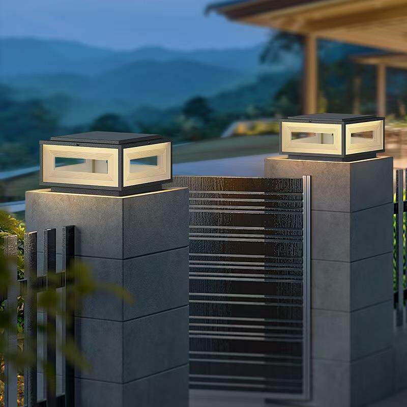 太阳能柱头灯大门柱子灯方形院子装饰灯别墅户外灯庭院围墙立柱灯