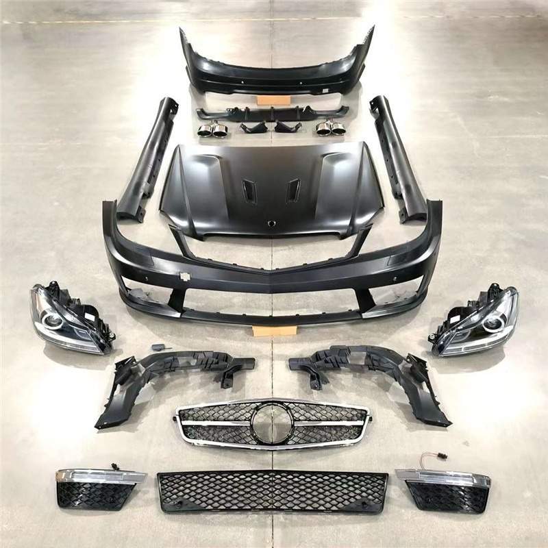 C63款包围保险杠适用于奔驰C级W204机盖大灯2008-2013