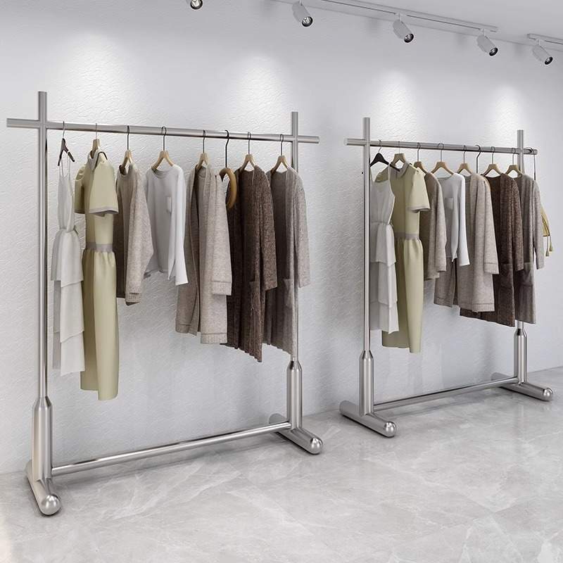 服装店展示架不锈钢简约落地式中岛挂衣架男女童装店货架陈列道具